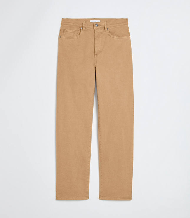 Petite High Rise Straight Jeans Cashew Tan