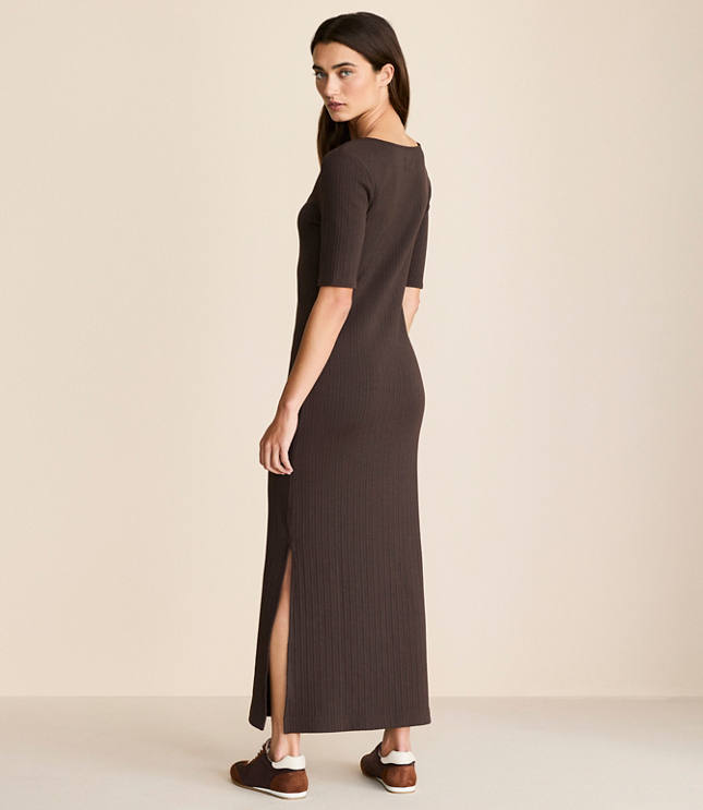 Petite Lou & Grey Ribbed Maxi Elbow Sleeve Dress