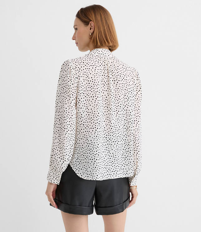 Petite Dotted Bow Blouse