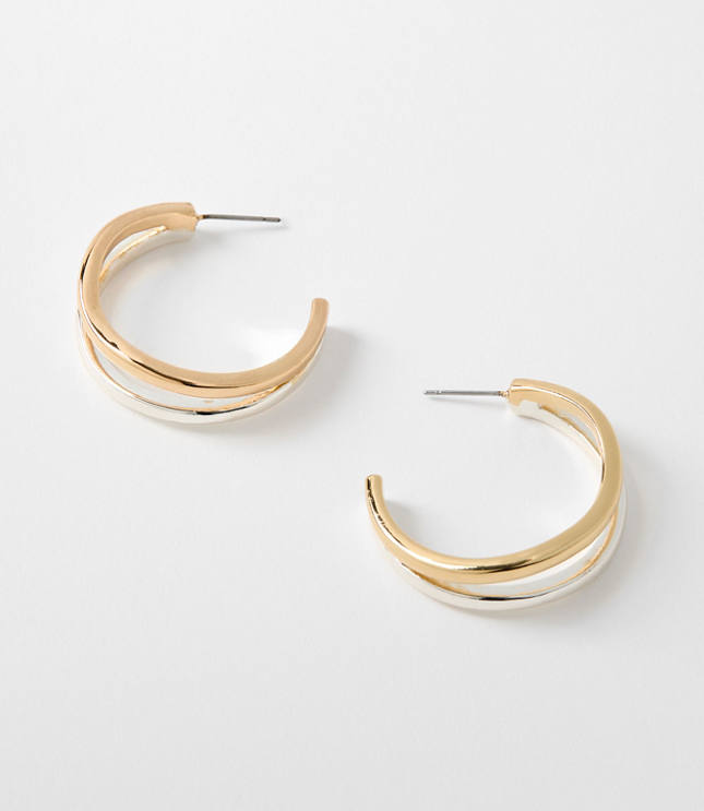 Mixed Metal Double Hoop Earrings