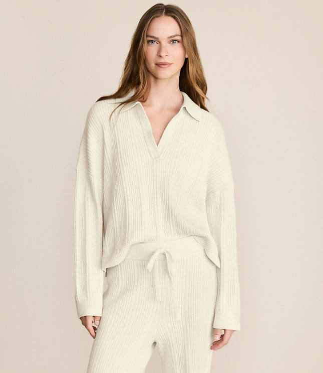 Petite Lou & Grey Heathered Ribbed Collared Sweater