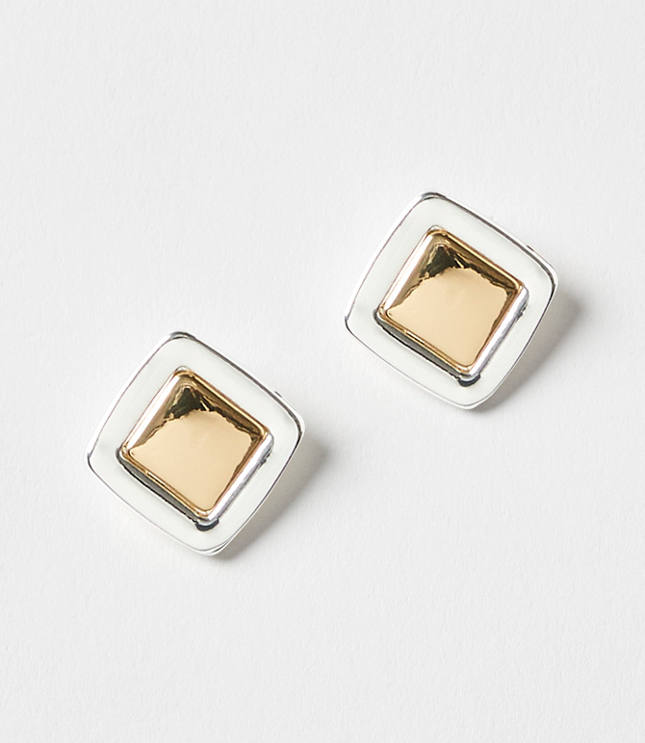 Mixed Metal Square Stud Earrings