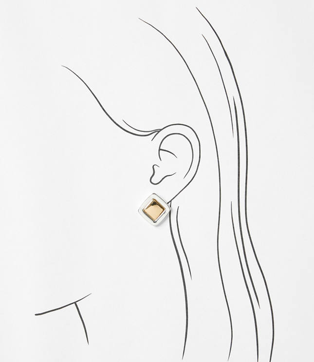 Mixed Metal Square Stud Earrings