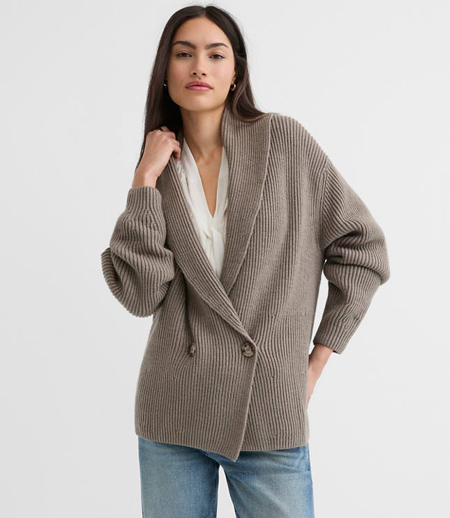 Ribbed Double Breasted Cardigan