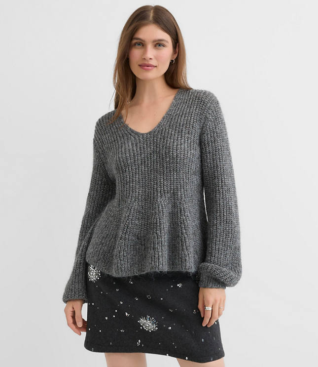 Shimmer Ribbed Peplum Sweater
