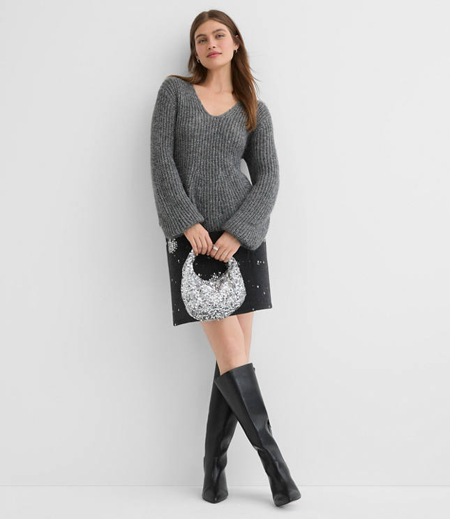 Shimmer Ribbed Peplum Sweater