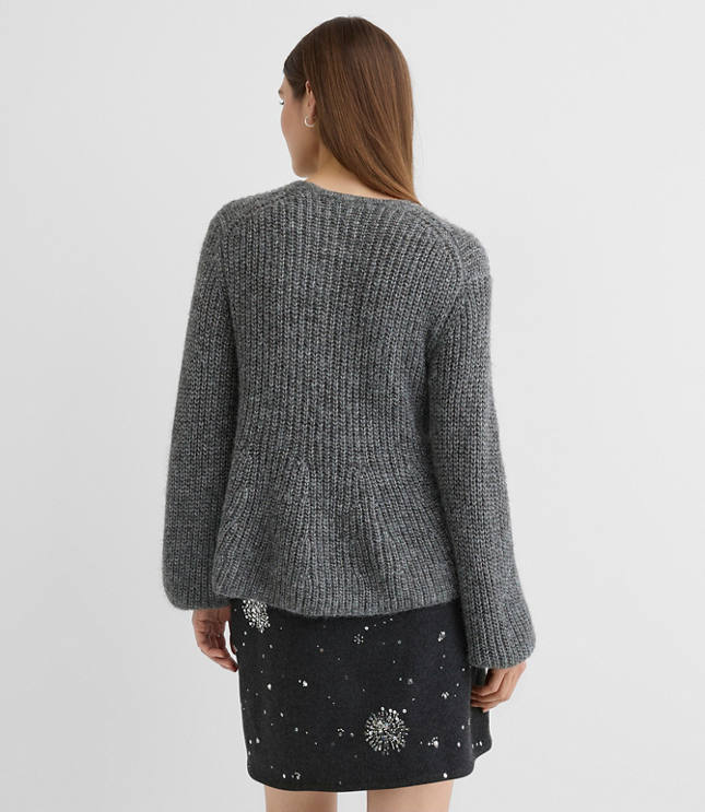 Shimmer Ribbed Peplum Sweater