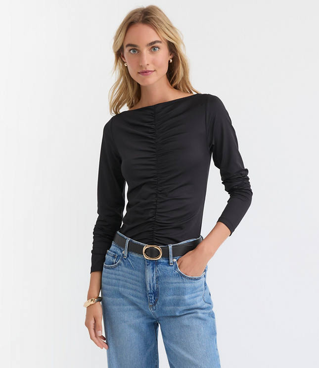 Ruched Boatneck Top