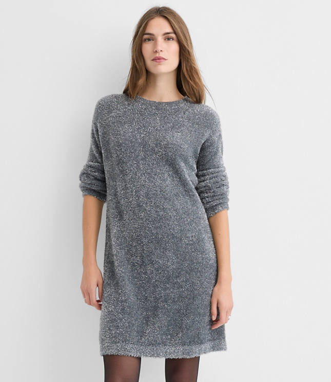 Tinsel Fuzzy Mini Sweater Dress