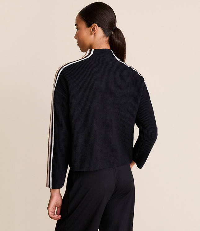 Lou & Grey Striped Half Zip Sweater