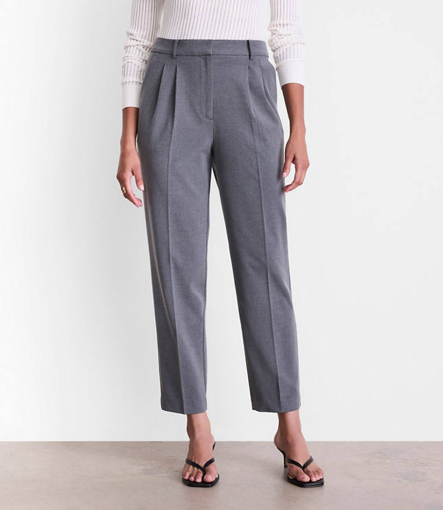 Petite LOFT Versa Seasonless Stretch Double Pleat Taper Pants in Heather
