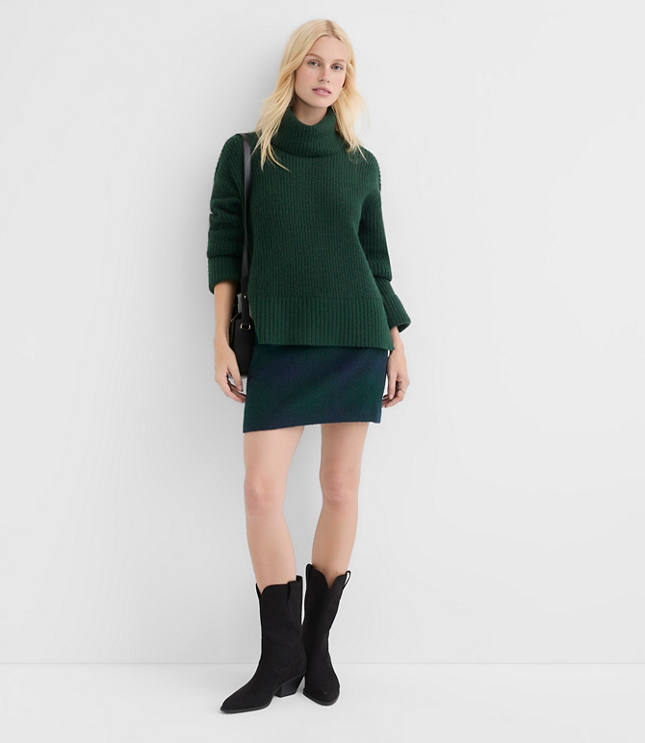 Petite Cuffed Ribbed Mock Neck Sweater