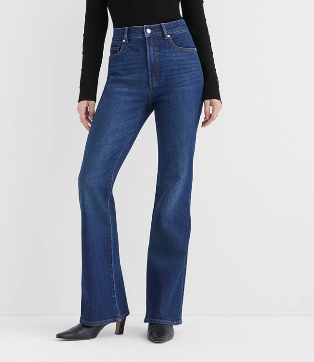 Rivete Petite High Rise Slim Flare Jeans in Muse Wash