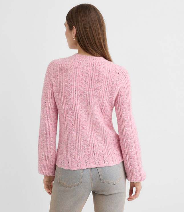 Petite Marled Pointelle Blouson Sweater