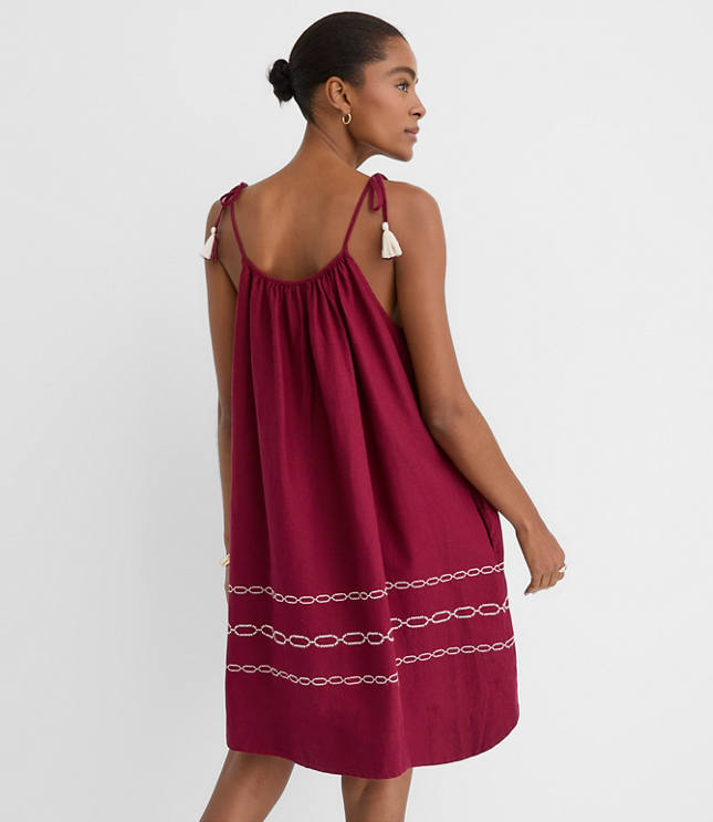 LOFT Beach Tie Strap Linen Cotton Pocket Dress