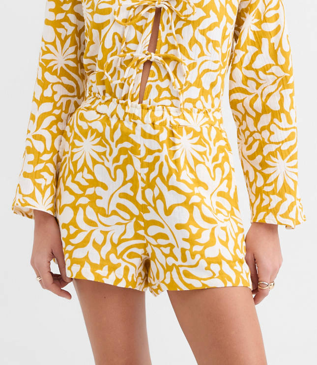 LOFT Beach Palm Ruffle Gauze Shorts