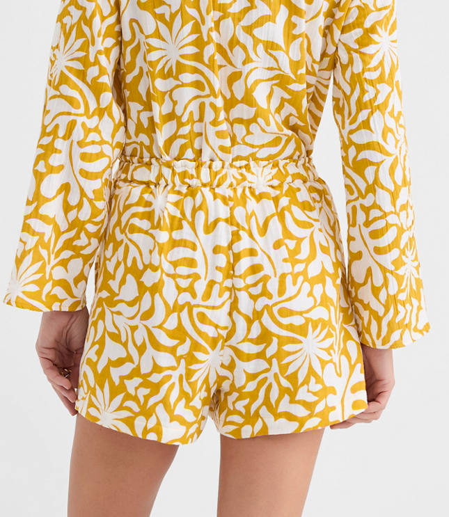 LOFT Beach Palm Ruffle Gauze Shorts