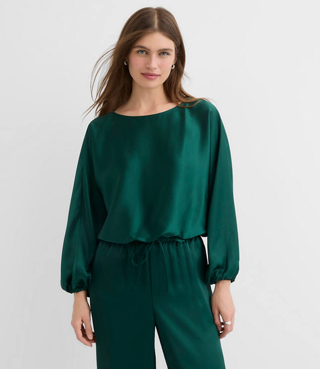 Satin Bubble Hem Blouse
