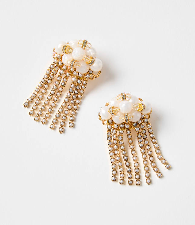 Italian Collection Pearlized Cluster Waterfall Earrings