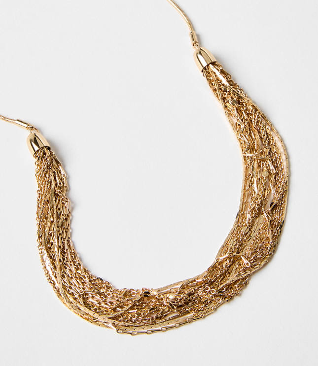 Multistrand Chain Pull Tie Necklace