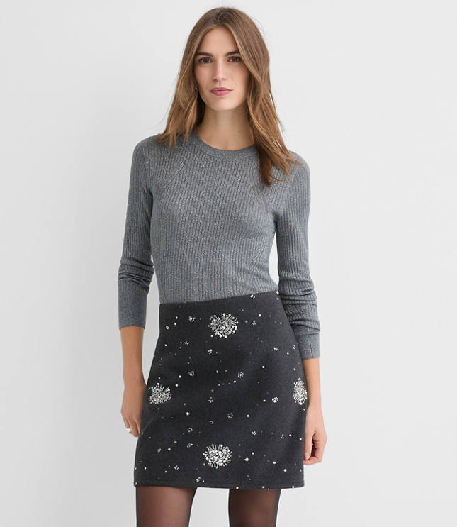 Petite Shimmer Mixed Ribbed Sweater