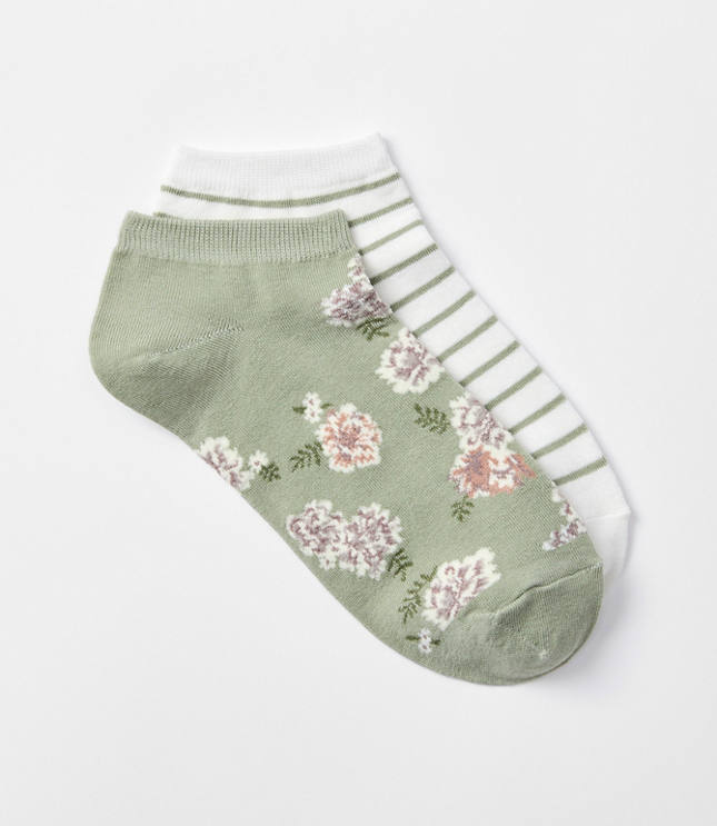 Floral & Stripe No Show Sock Set