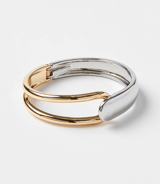 Mixed Metal Open Linked Cuff Bracelet