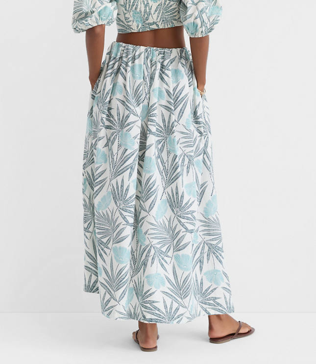 LOFT Beach Palm Poplin Maxi Pocket Skirt