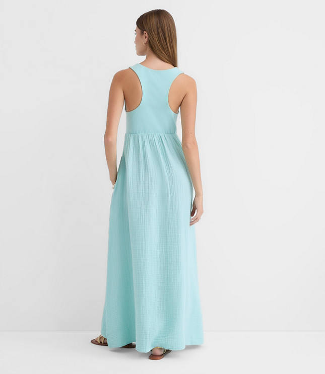 LOFT Beach Triple Cloth Mixed Media Maxi Pocket Dress