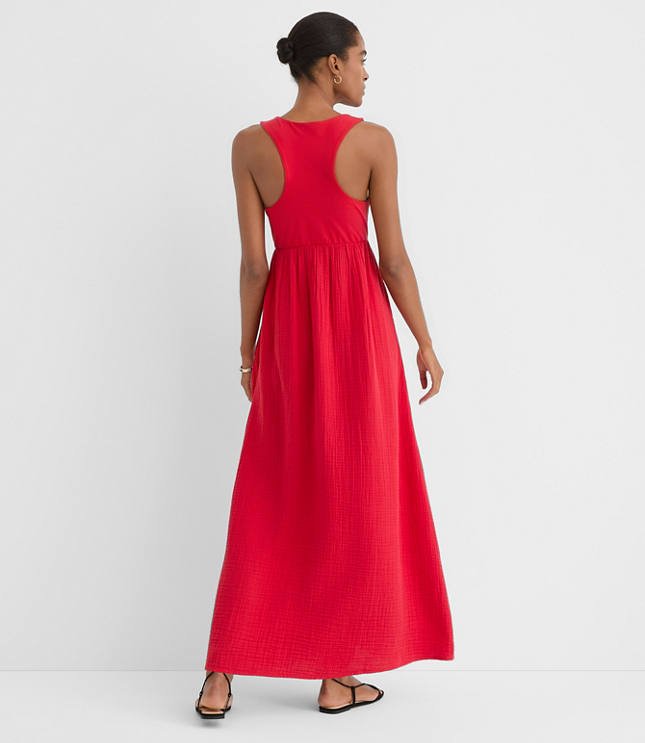 LOFT Beach Triple Cloth Mixed Media Maxi Pocket Dress