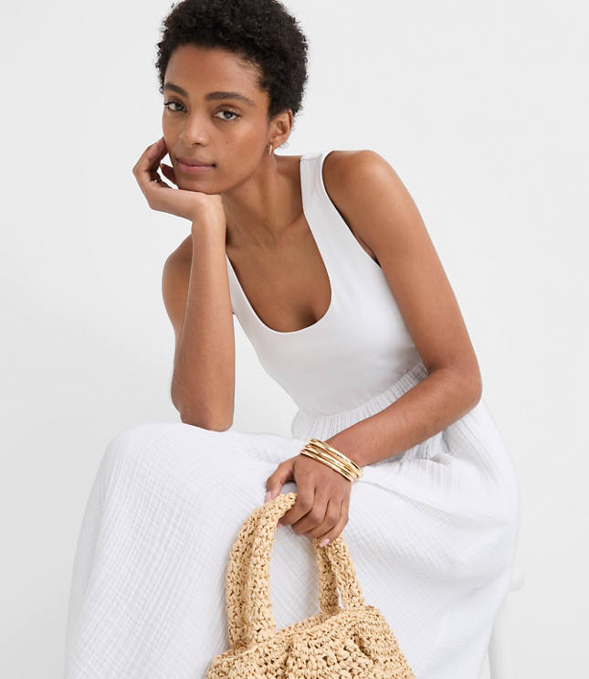 LOFT Beach Triple Cloth Mixed Media Maxi Pocket Dress