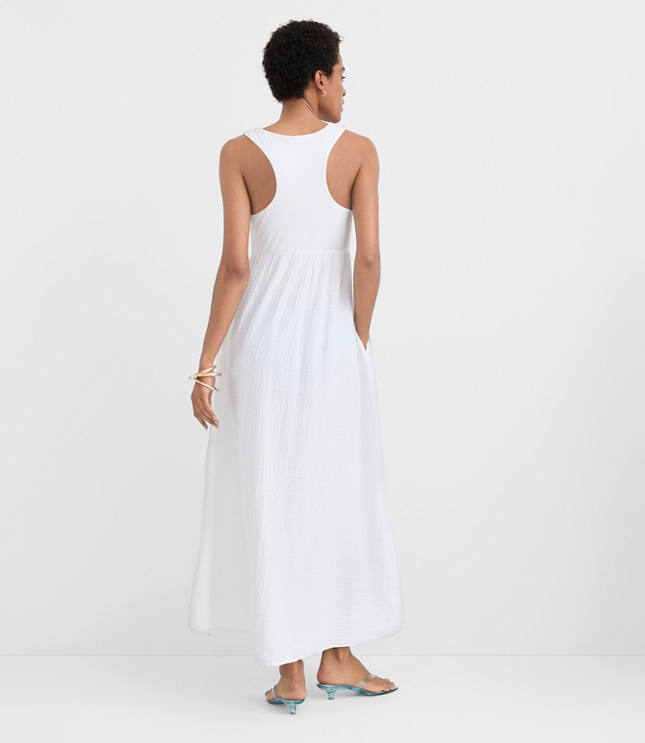 LOFT Beach Triple Cloth Mixed Media Maxi Pocket Dress