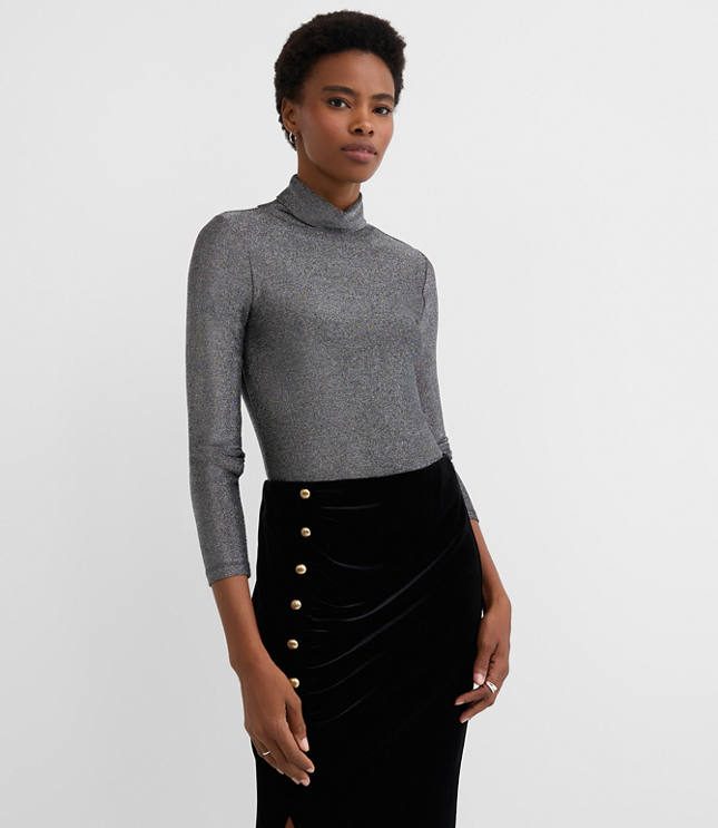 Shimmer Jersey Turtleneck Top