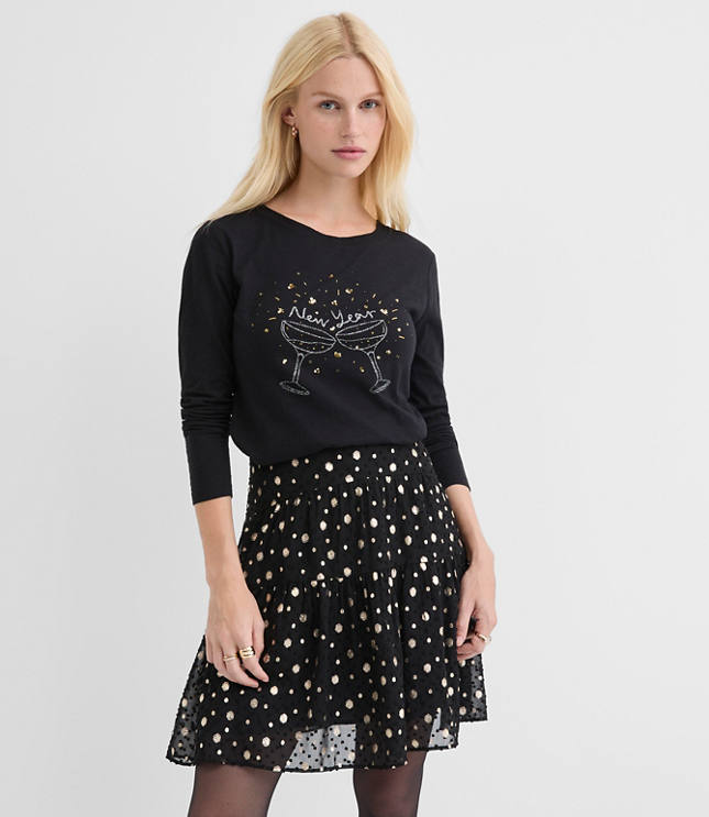 Sequin New Year Long Sleeve Everyday Tee