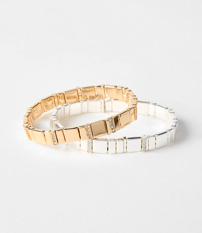 Sparkle Mixed Metal Chicklet Bracelet Set