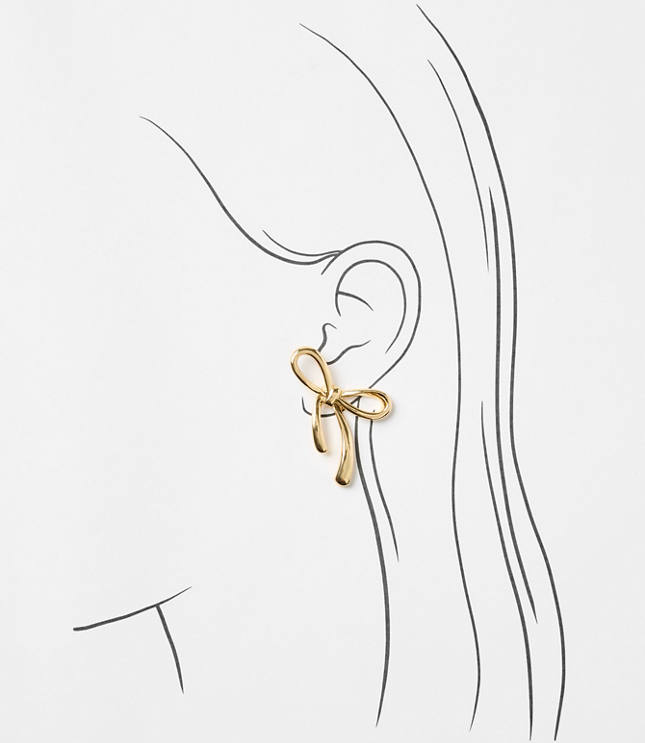 Metal Bow Stud Statement Earrings