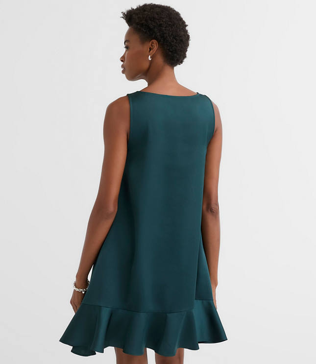 Satin Ruffle Mini Pocket Dress