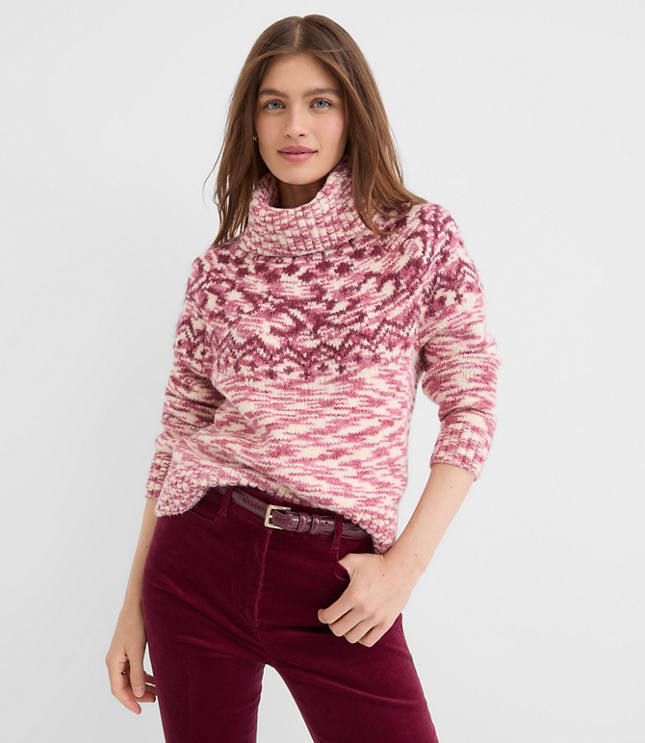 Petite Spacedye Fair Isle Turtleneck Sweater