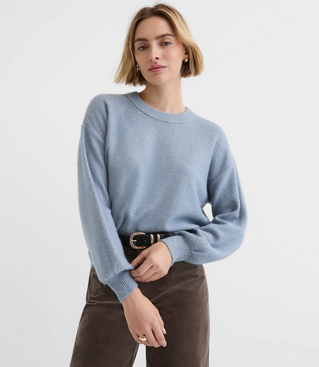 Petite Floral Sequin Blouson Sweater