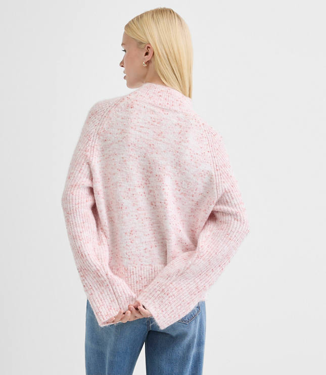 Petite Flecked Ribtrim Turtleneck Sweater