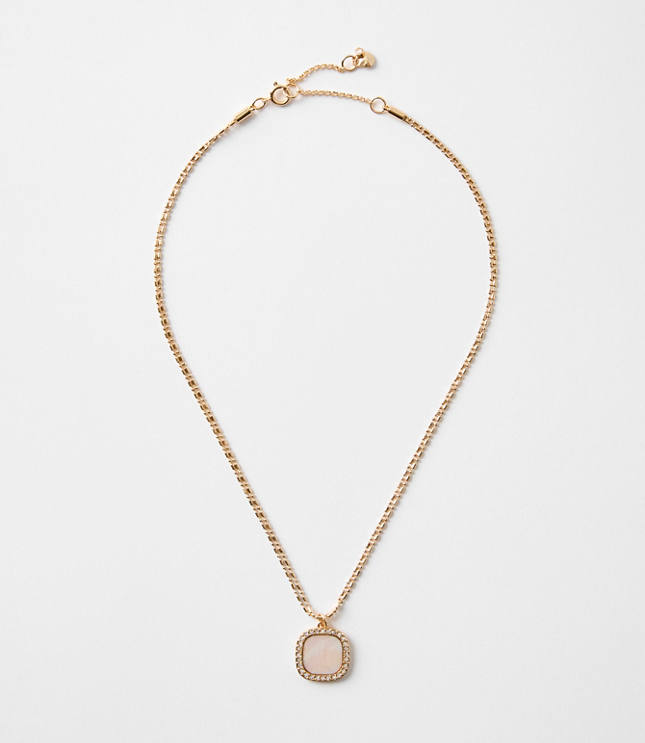 Mother Of Pearl Square Double Chain Necklace