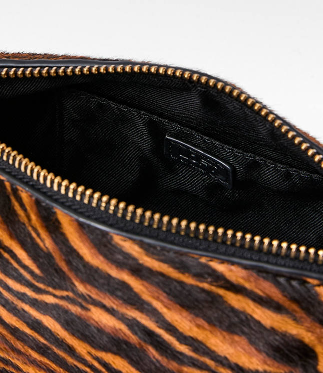 Zebra Print Haircalf Elongated Shoulder Bag