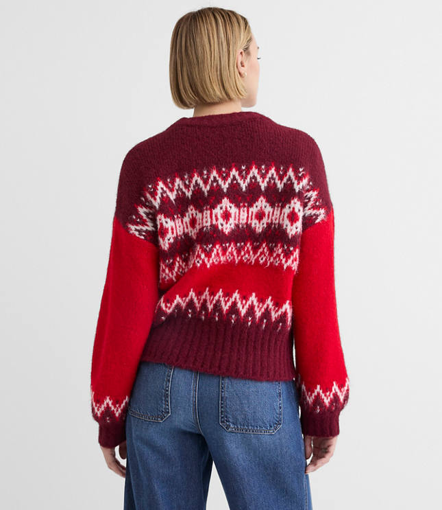 Petite Colorblock Fair Isle Sweater