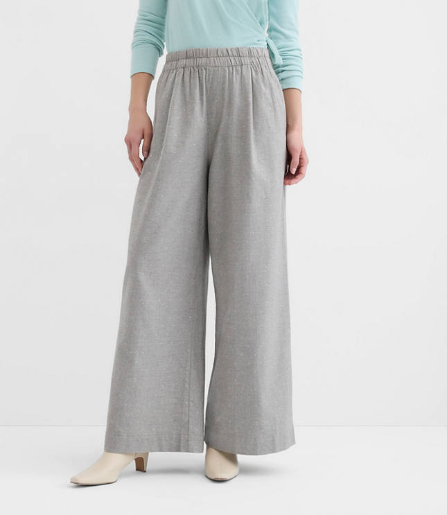 Tall Pleated Pull On Wide Leg Pants in Herringbone