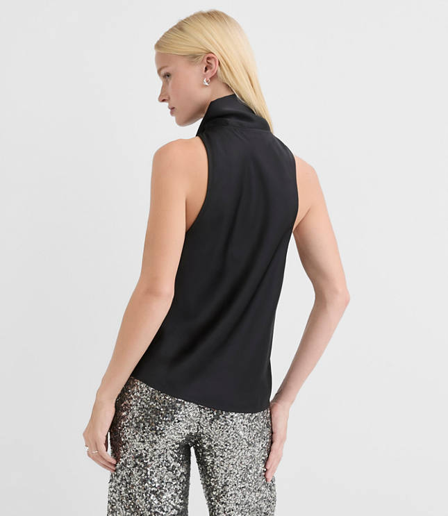 Satin Tie Cowl Neck Shell