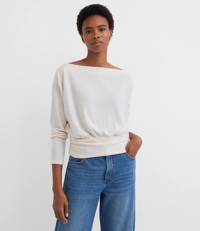 Ruched Hem Boatneck Top
