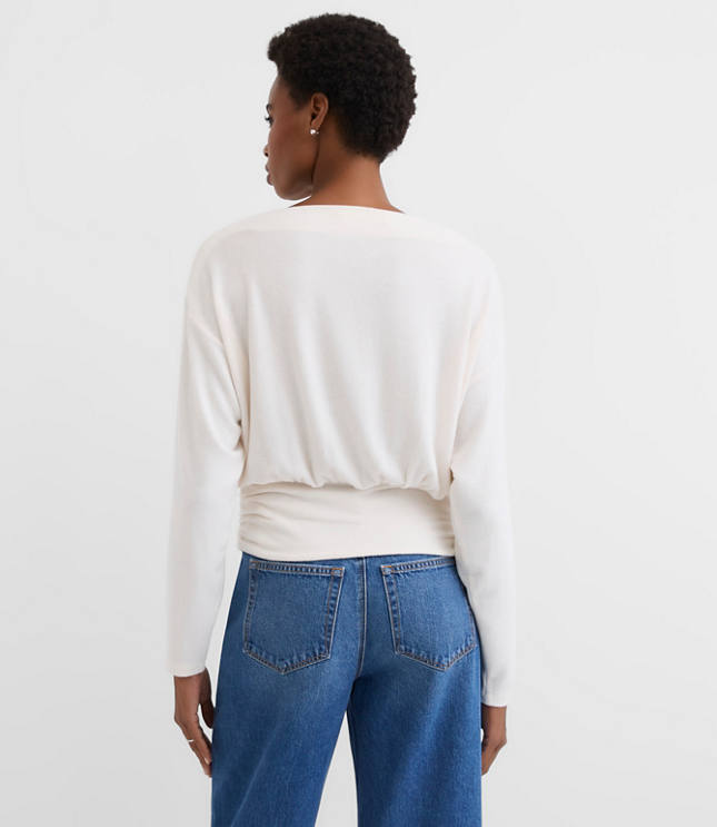 Ruched Hem Boatneck Top