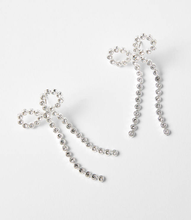 Pave Bow Drop Statement Earrings