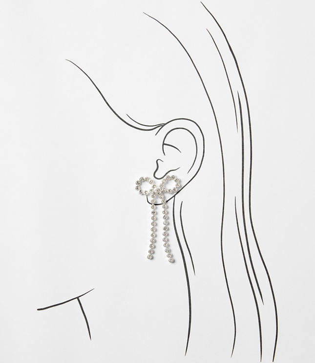 Pave Bow Drop Statement Earrings