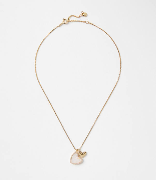 Mother Of Pearl Sparkle Heart Necklace